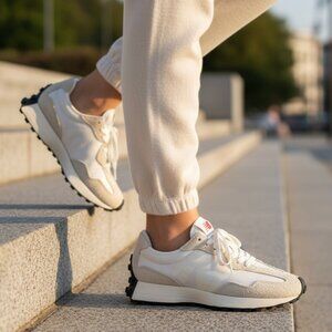 New Balance 327 Casual Women Sneakers Shoes Angora Seasalt Faux Leather size 8